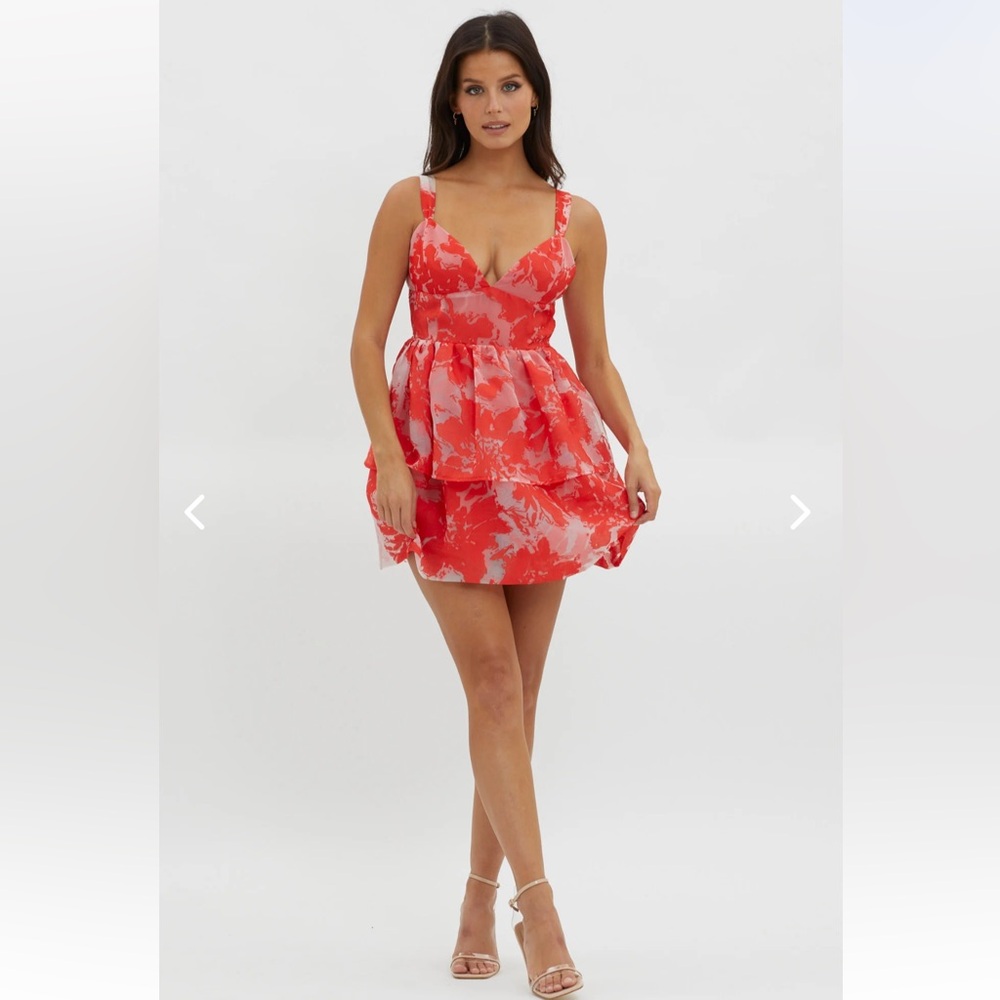 Hausen Red Floral Mini Dres